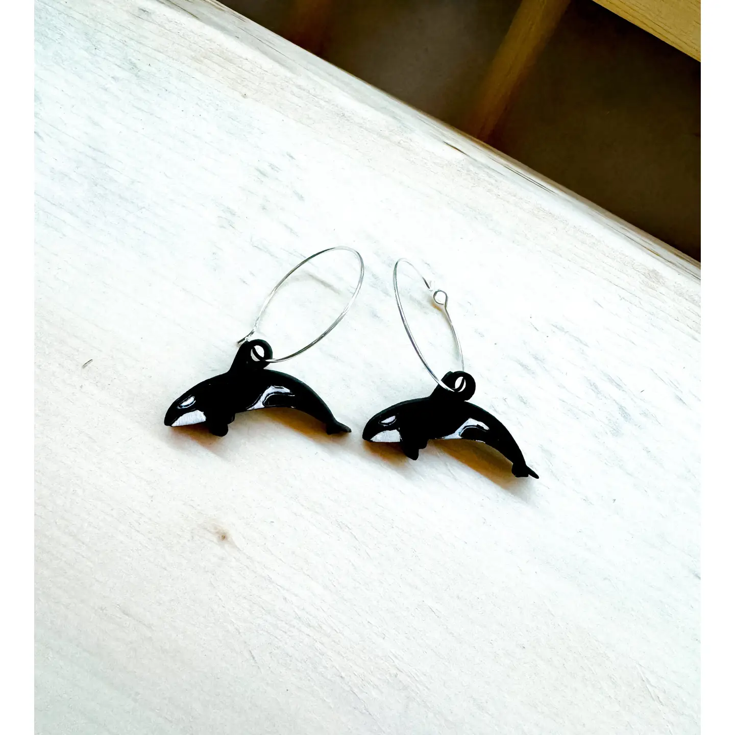 Orca Wooden Dangle Earrings
